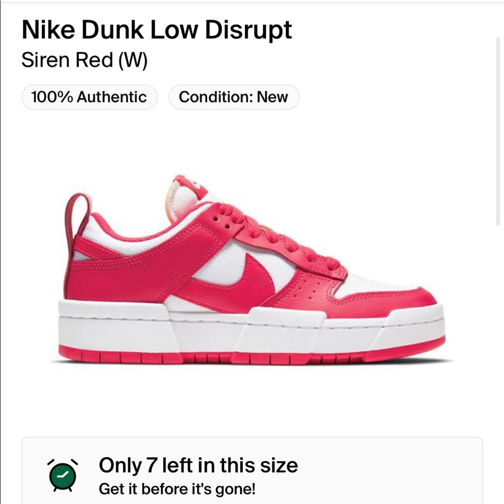 Nike dunk low disrupt siren red